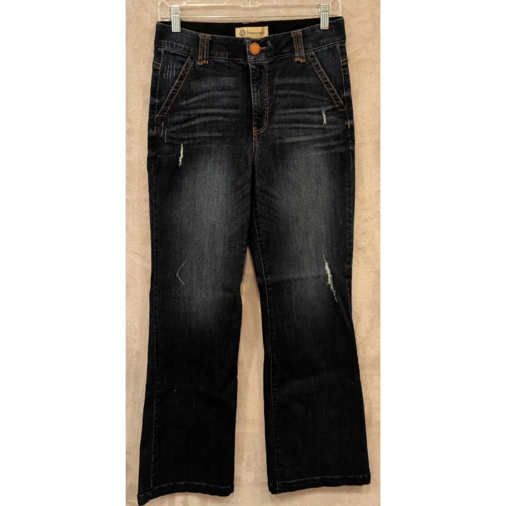 Democracy Ab Technology Jeans Womens 8 Dark Wash Bootcut Distressed‎ Denim
